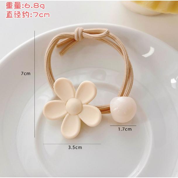 客秋皮～韓版 小熊 小兔子 小花 愛心 質感米咖色系 ins 少女 女孩童 綁馬尾 丸子頭 髮圈 髮束 側邊夾 瀏海夾-細節圖7