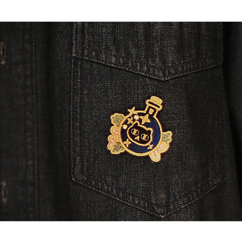 客秋皮~ 信的戀人 女巫手札 黑貓 骷髏 魔法帽 刺繡 背膠式繡布貼 補丁 刺繡貼紙 燙布貼 衣服裝飾 布貼 刺繡貼-細節圖6