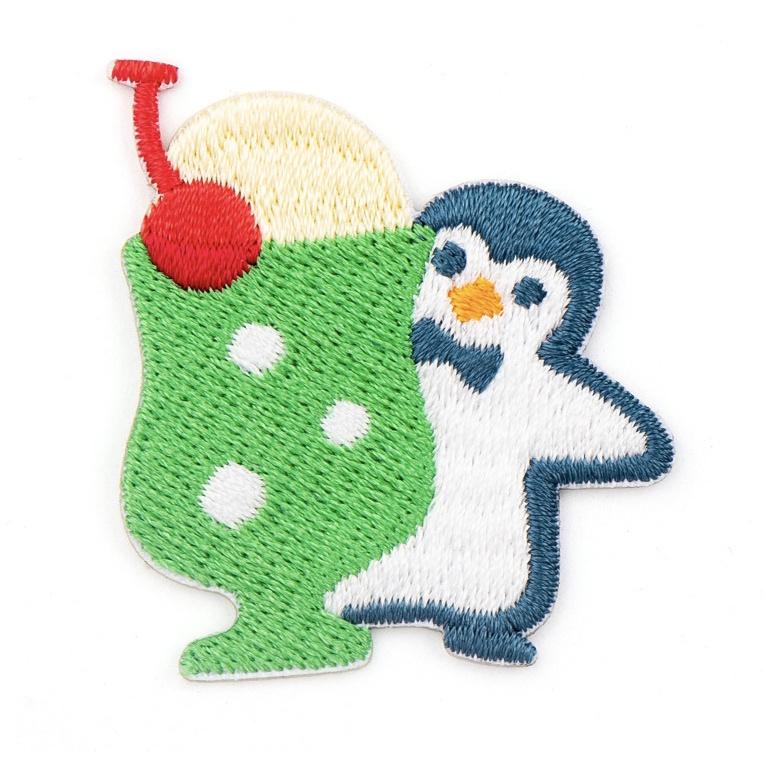 客秋皮～ 夏日清涼 企鵝飲品 可愛 企鵝 INS 刺繡 衣服裝飾DIY 補丁 燙布貼 刺繡貼紙 背膠式繡布貼 刺繡貼-細節圖3