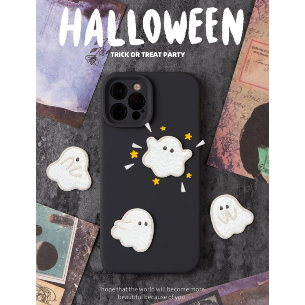 客秋皮～ 萬聖節 可愛 幽靈 鬼鬼 靈魂 阿飄 DIY 刺繡貼紙 布貼 背膠式繡布貼 衣服裝飾 補丁 燙布貼 刺繡貼-細節圖3