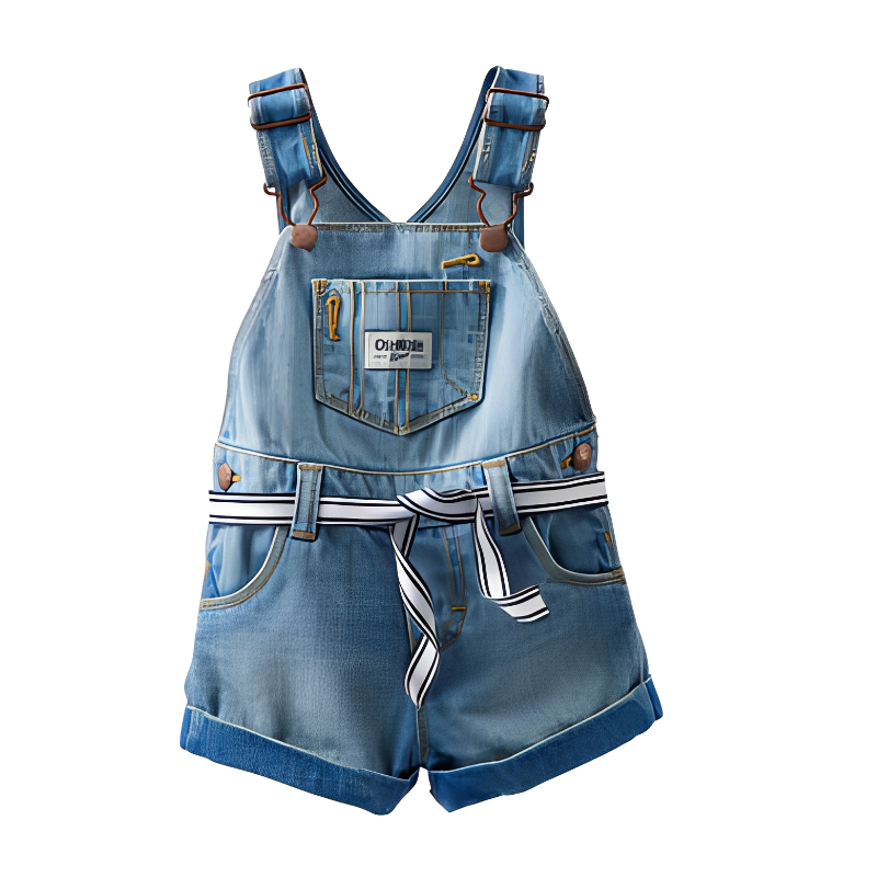 OshKosh Bgosh 俏皮綁帶款單寧吊帶短褲 #434A993｜9M **零碼出清**  快速出貨 【EN】-細節圖2