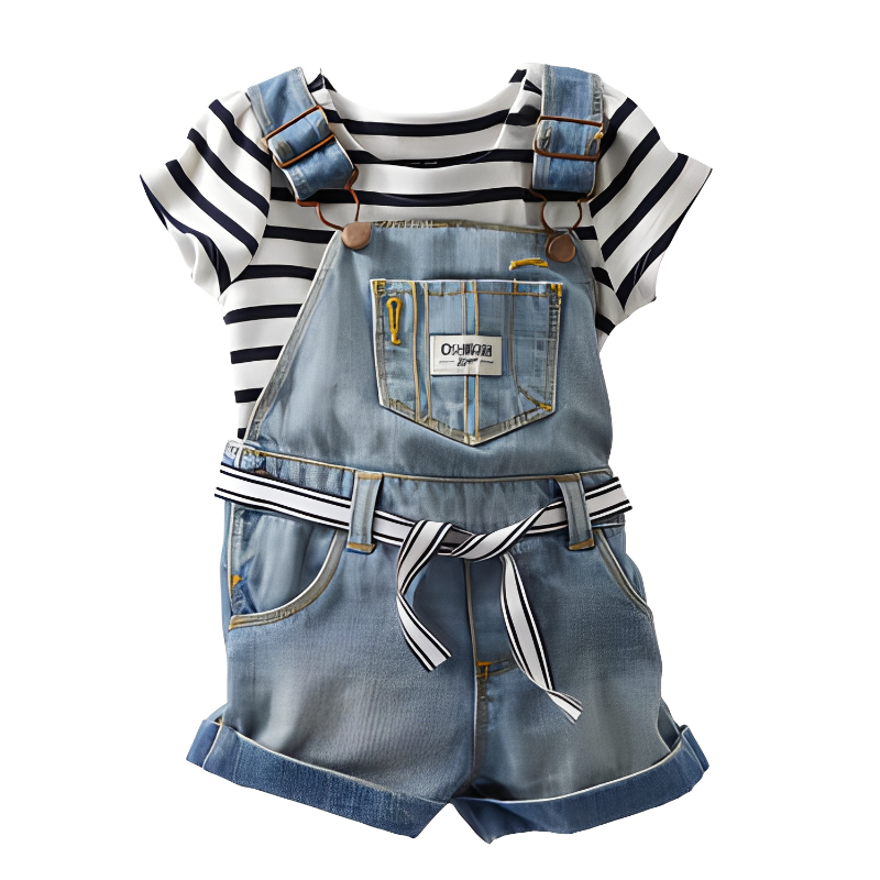 OshKosh Bgosh 俏皮綁帶款單寧吊帶短褲 #434A993｜9M **零碼出清**  快速出貨 【EN】-細節圖3