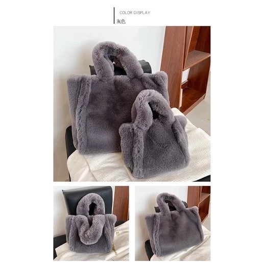 🔥超柔觸感🔥【Guima｜現貨】擼貓感🐱法蘭絨 超軟毛絨手提包 毛絨包 仿皮草包 絨毛包 毛毛包 法蘭絨手提包-規格圖9