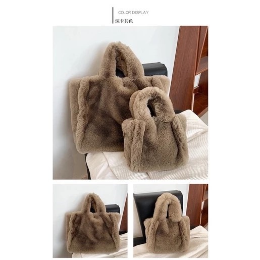 🔥超柔觸感🔥【Guima｜現貨】擼貓感🐱法蘭絨 超軟毛絨手提包 毛絨包 仿皮草包 絨毛包 毛毛包 法蘭絨手提包-規格圖9