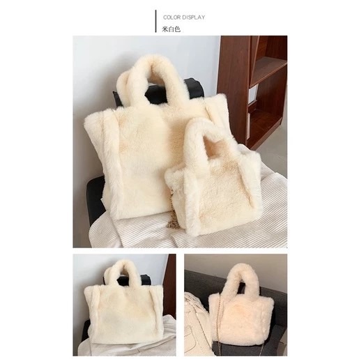 🔥超柔觸感🔥【Guima｜現貨】擼貓感🐱法蘭絨 超軟毛絨手提包 毛絨包 仿皮草包 絨毛包 毛毛包 法蘭絨手提包-規格圖9