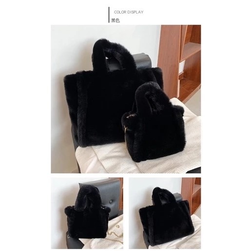 🔥超柔觸感🔥【Guima｜現貨】擼貓感🐱法蘭絨 超軟毛絨手提包 毛絨包 仿皮草包 絨毛包 毛毛包 法蘭絨手提包-規格圖9