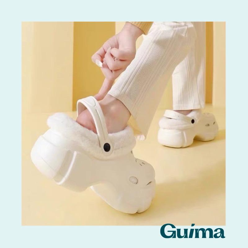 【Guima｜現貨】新款✨毛絨保暖洞洞鞋 秋冬洞洞鞋 毛毛洞洞鞋 增高洞洞鞋-細節圖3