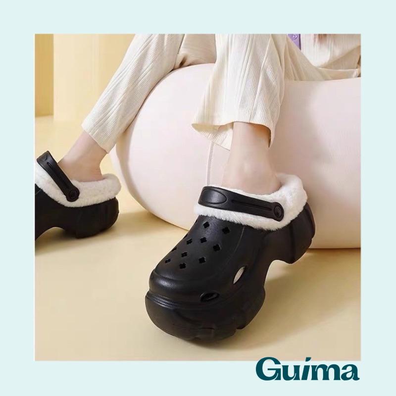 【Guima｜現貨】新款✨毛絨保暖洞洞鞋 秋冬洞洞鞋 毛毛洞洞鞋 增高洞洞鞋-細節圖5