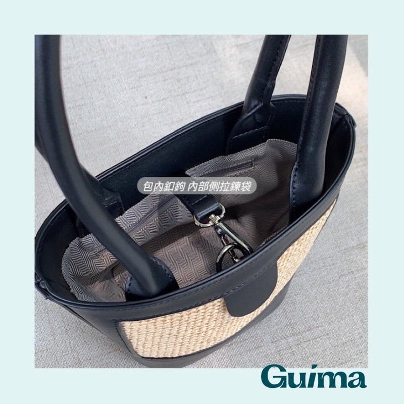 【Guima｜現貨】炎炎夏日必備氣質草編水桶肩背包 草編包-細節圖7