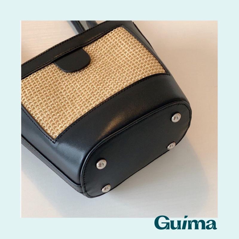 【Guima｜現貨】炎炎夏日必備氣質草編水桶肩背包 草編包-細節圖8