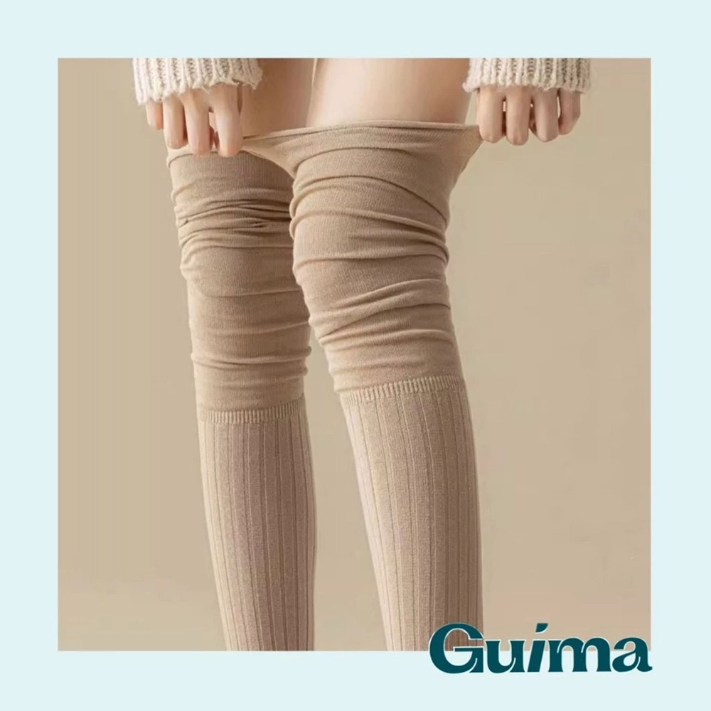 【Guima｜高級純棉版】堆堆過膝襪 棉質長襪 長靴過膝襪 長筒襪子 秋冬長襪 保暖長襪 膝上襪 堆堆襪 過膝長襪-細節圖4
