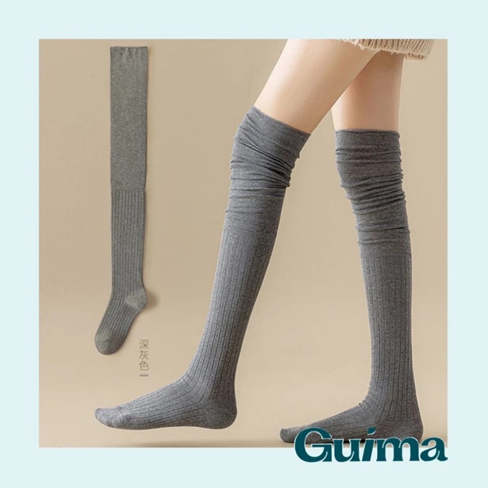【Guima｜高級純棉版】堆堆過膝襪 棉質長襪 長靴過膝襪 長筒襪子 秋冬長襪 保暖長襪 膝上襪 堆堆襪 過膝長襪-規格圖11