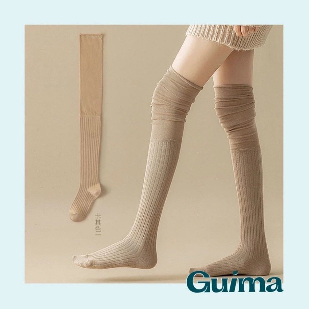 【Guima｜高級純棉版】堆堆過膝襪 棉質長襪 長靴過膝襪 長筒襪子 秋冬長襪 保暖長襪 膝上襪 堆堆襪 過膝長襪-規格圖11