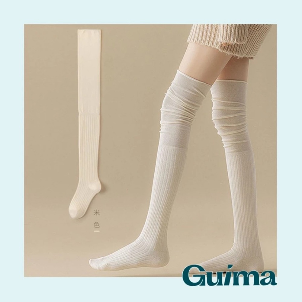 【Guima｜高級純棉版】堆堆過膝襪 棉質長襪 長靴過膝襪 長筒襪子 秋冬長襪 保暖長襪 膝上襪 堆堆襪 過膝長襪-規格圖11
