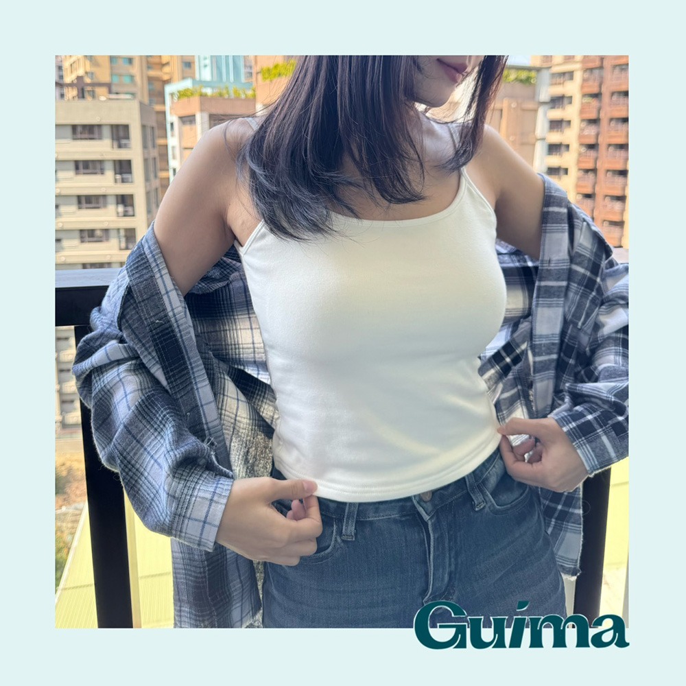 🔥實拍白色也不透杯🔥【Guima｜現貨】冰絲內層❄️棉質小可愛 細肩帶小可愛 細肩帶背心 細肩小可愛 不透杯小可愛-細節圖3