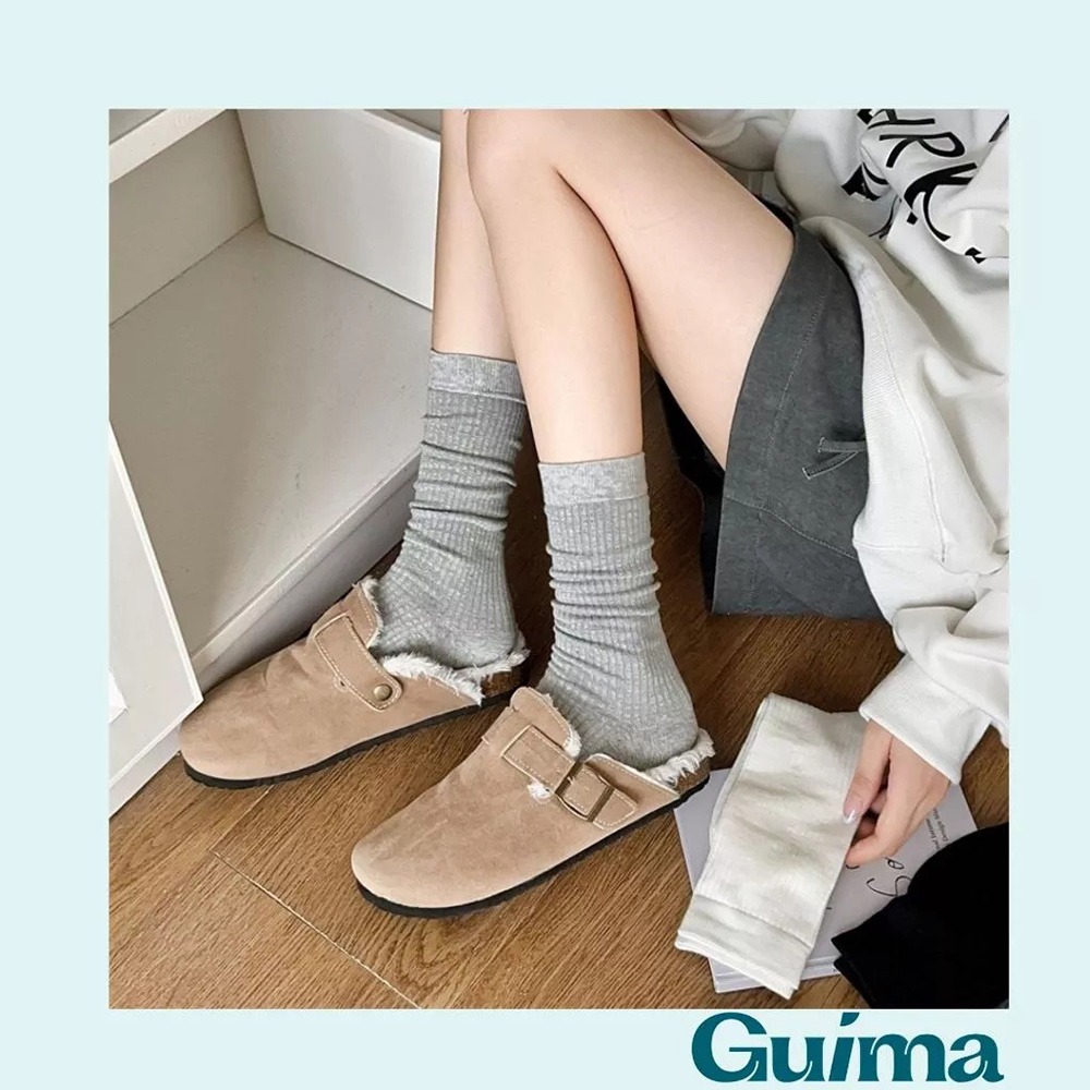 【Guima｜現貨】素色無印風簡約中筒襪 素色中筒棉襪 中筒襪  無印中筒襪 素色學生襪 黑色中筒襪 白襪 白色中筒襪-細節圖8