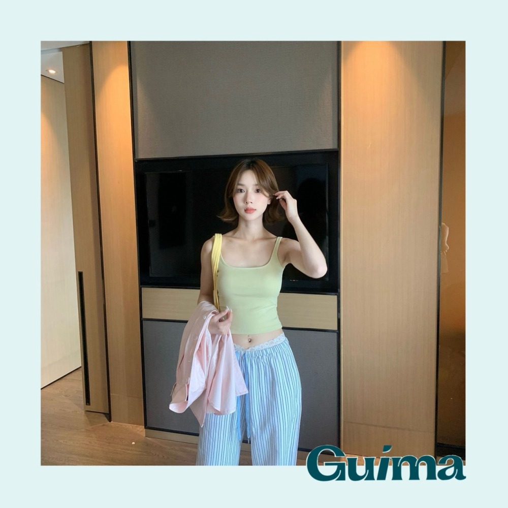 【Guima｜現貨實拍】棉質厚磅小方領小可愛 固定杯可拆 冰絲小可愛 不透杯小可愛-細節圖8