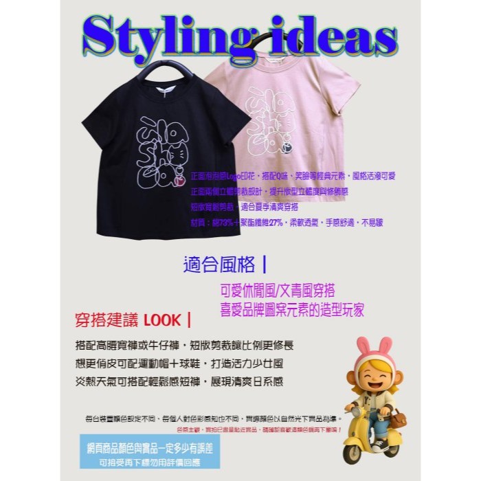 M 短版剪裁｜不挑身形誰穿都萌！牌價990元 a la sha 泡泡logo 印花短版t 黑 全新-細節圖4