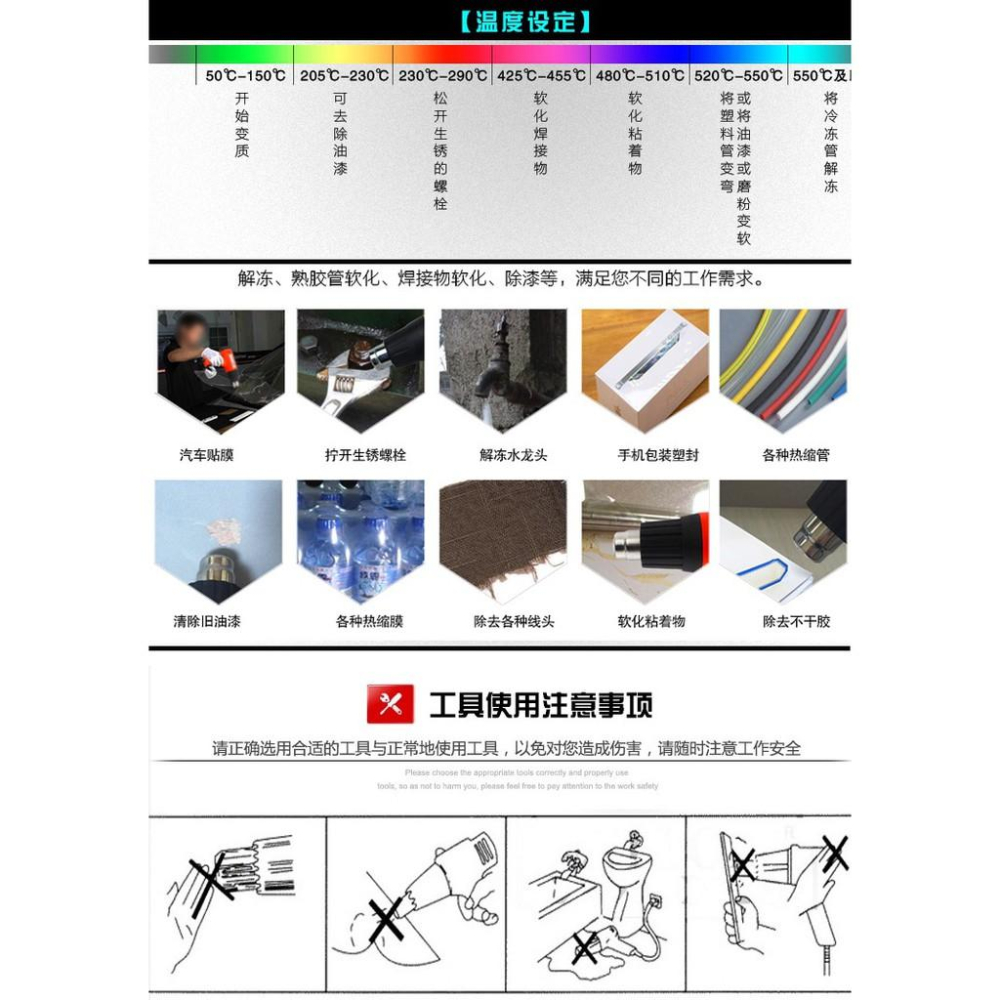 ［台灣現貨］（領券再折）AK-2000W熱風槍～二段式恆溫/送集風口x4/熱收縮/包膜/除鏽/彩繪/熱縮套管/熱風槍-細節圖8