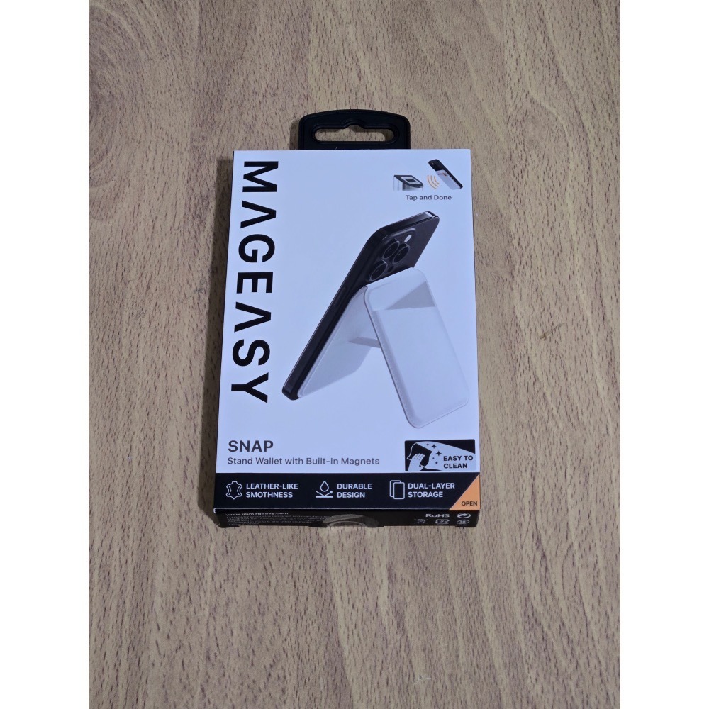 MAGEASY Snap MagSafe 皮革支架磁吸卡包 (免取卡感應) 雪白-細節圖2
