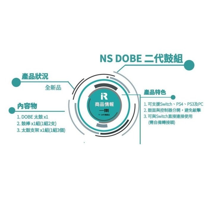 【全新現貨】NS 任天堂 Switch 太鼓達人 太鼓之達人 中文版+DOBE 專用鼓 二代鼓 節奏【一樂電玩】-細節圖2