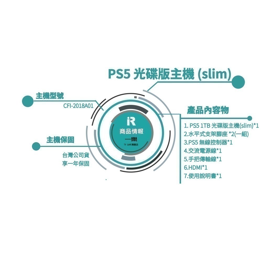 【全新現貨】公司貨 PS5 1TB Slim 光碟版主機 輕量化 2018A01 薄機 薄型 光碟機新機【一樂電玩】-細節圖2