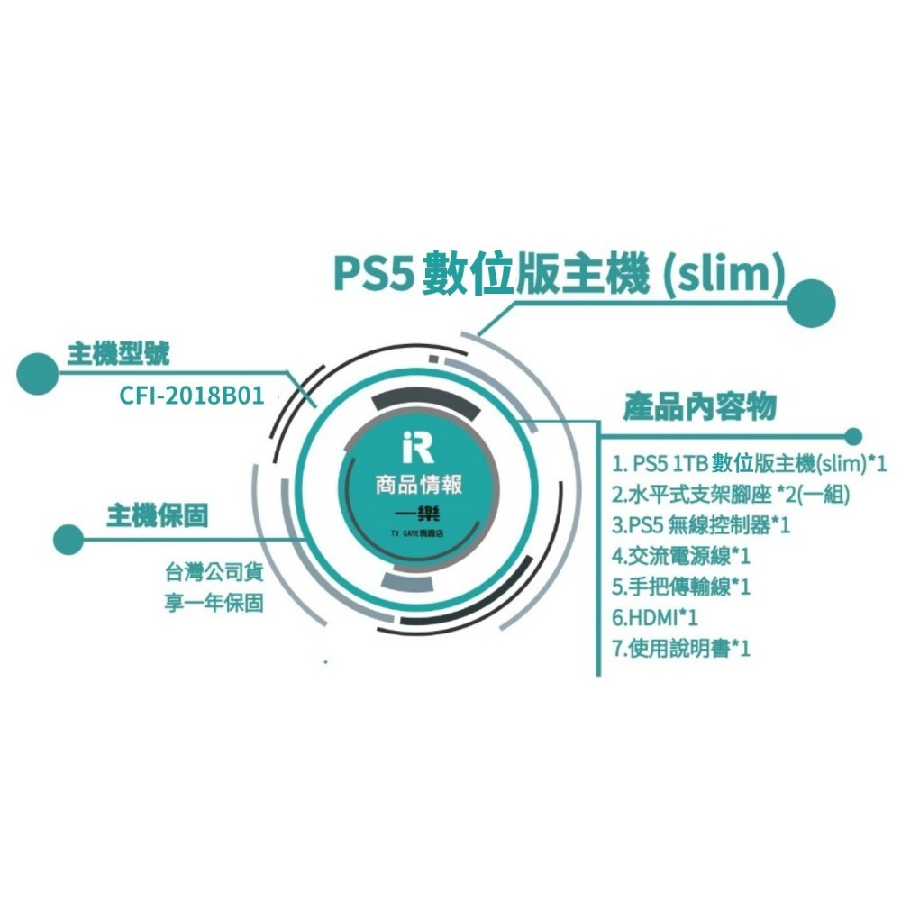【全新現貨】公司貨 PS5 1TB Slim 數位版主機 輕量化 2018B01 薄機 薄型 數位機新機【一樂電玩】-細節圖2