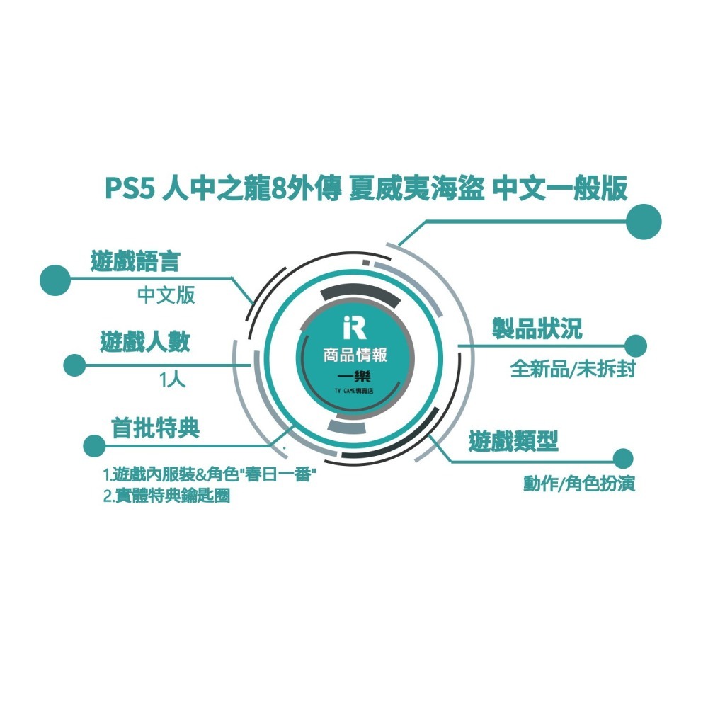 【全新現貨】PS5 人中之龍8外傳 夏威夷海盜 中文版 真島吾郎 八代 動作冒險 桐生 人龍【一樂電玩】-細節圖2