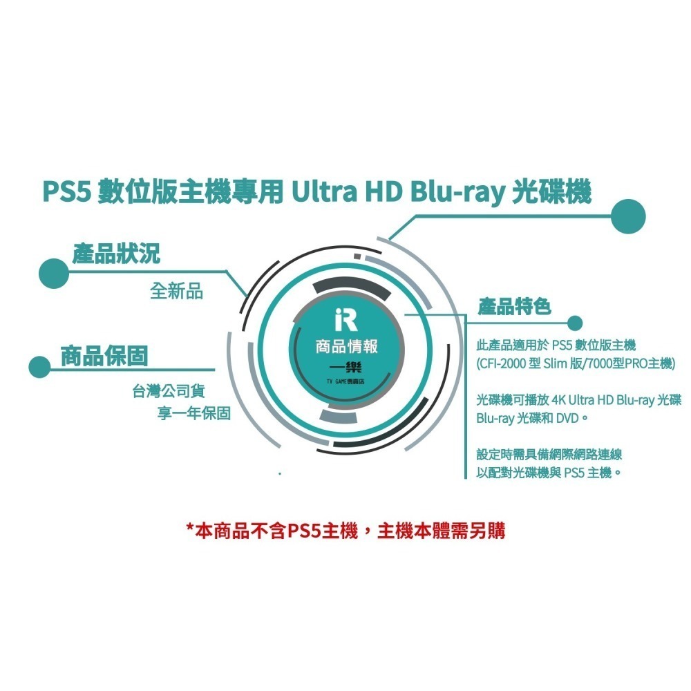 【全新現貨】台灣公司貨 PS5專用 Ultra HD Blu-ray光碟機 Slim/PRO數位版主機 適用【一樂電玩】-細節圖2