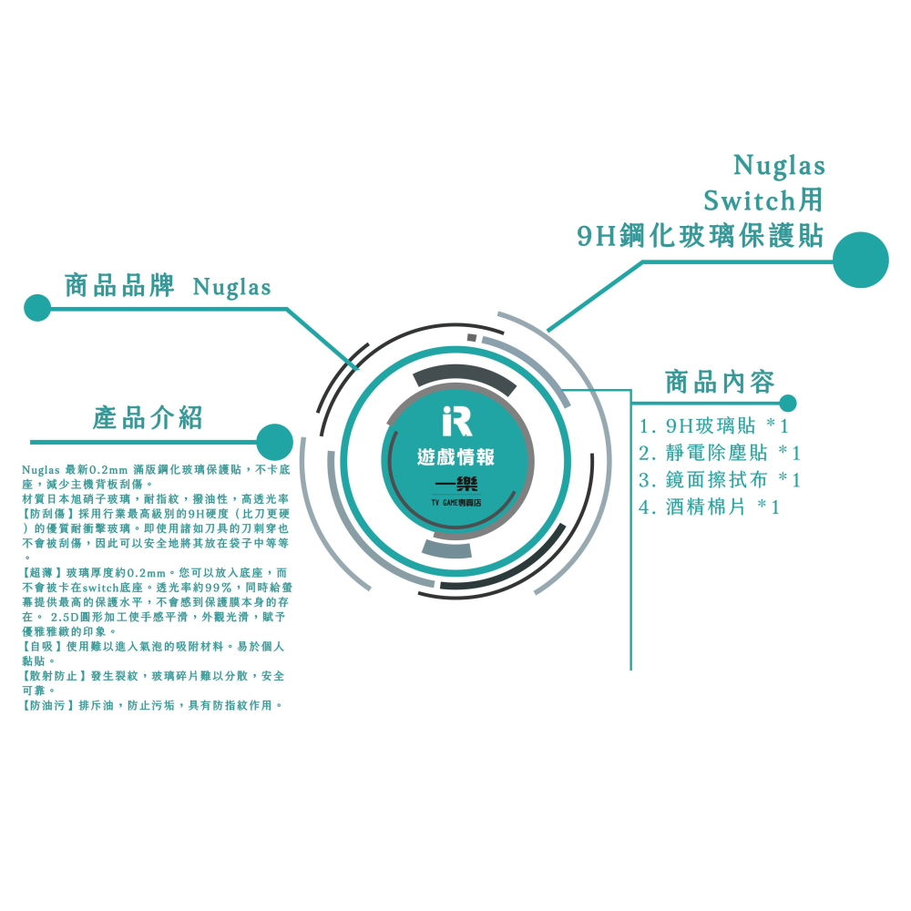 【全新現貨】Nuglas NS 任天堂 Switch 9H鋼化玻璃保護貼 玻璃貼 螢幕保護【台中一樂電玩】-細節圖2