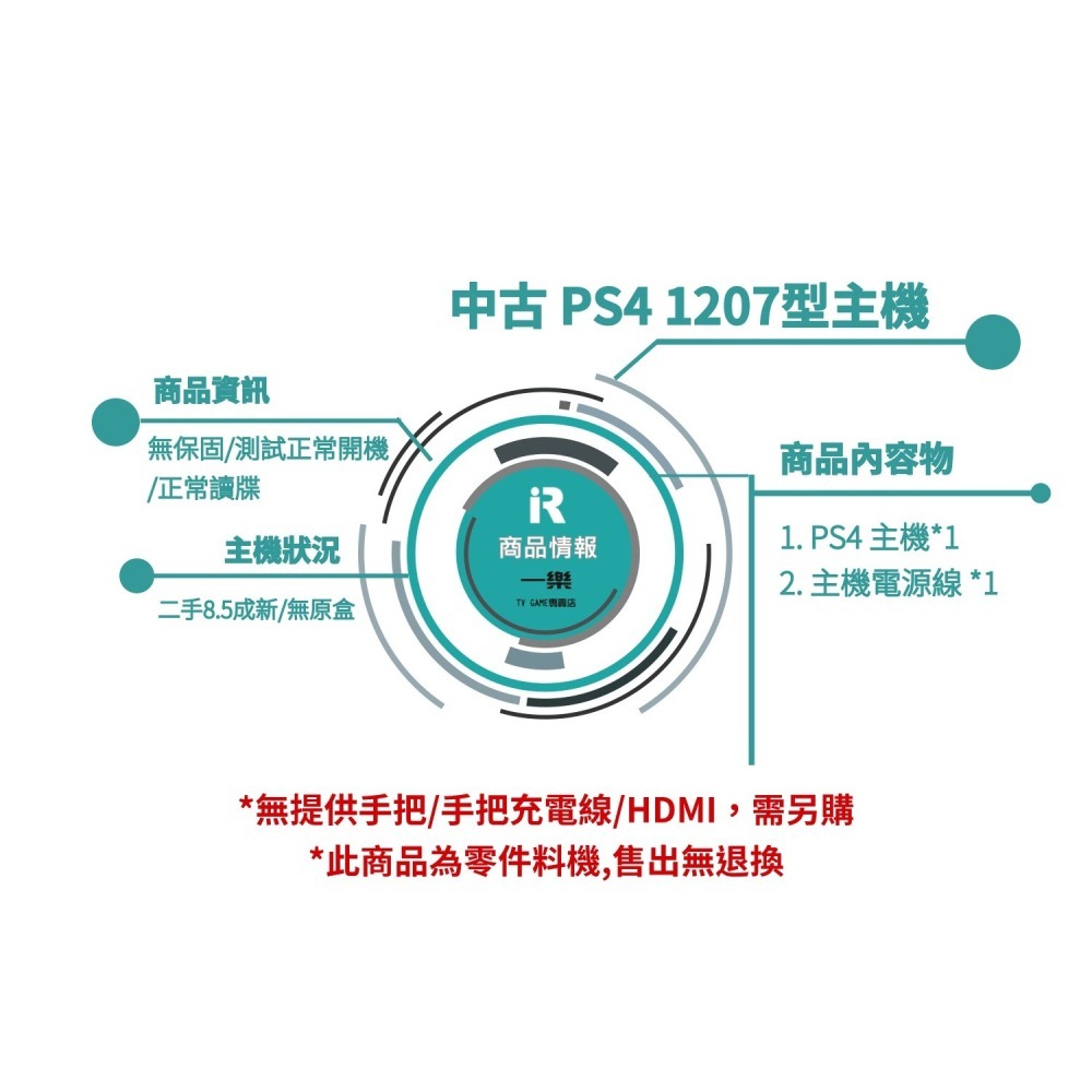 【二手料機】8.5成新 中古1207型 PS4主機 測試開機/讀碟正常 無盒 附電源線 無手把 秘境探險【一樂電玩】-細節圖2