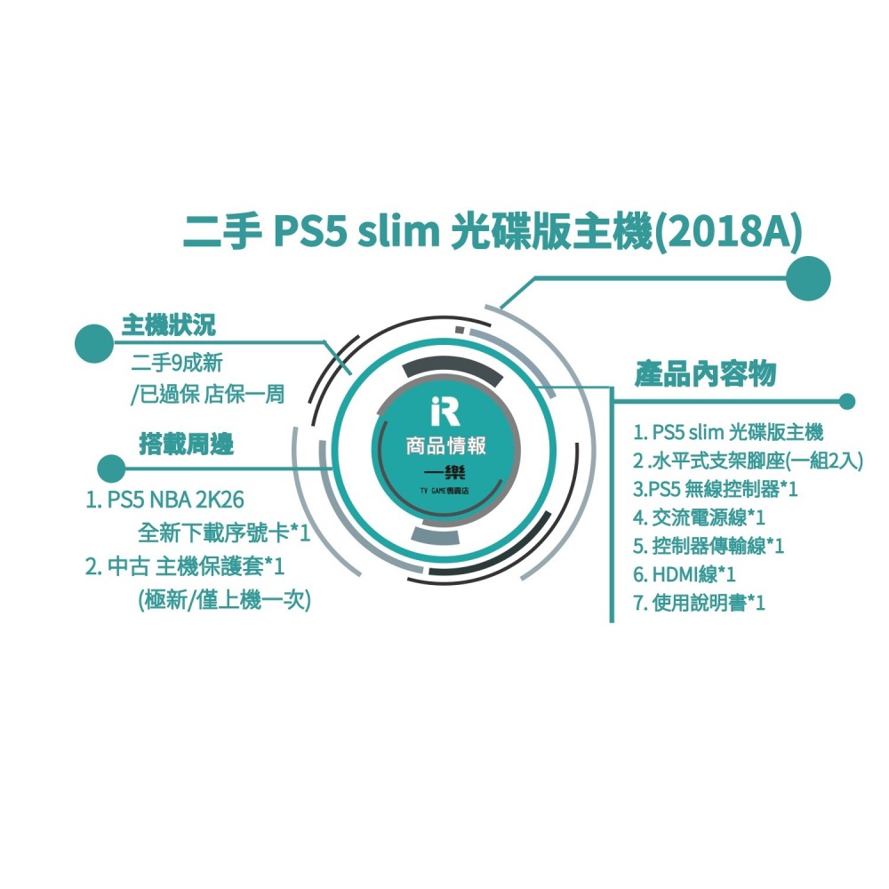 【優質二手電玩】9成新 PS5 Slim 光碟版 1TB 白色主機 2018A 再贈 NBA 2K26數位版【一樂電玩】-細節圖4