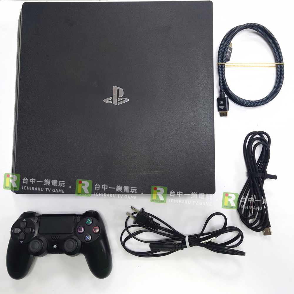 【優質二手電玩】雙手把組 8.5成新 PS4 PRO 7218型 黑色主機 原廠+副廠控制器 無盒 中古【一樂電玩】-細節圖2