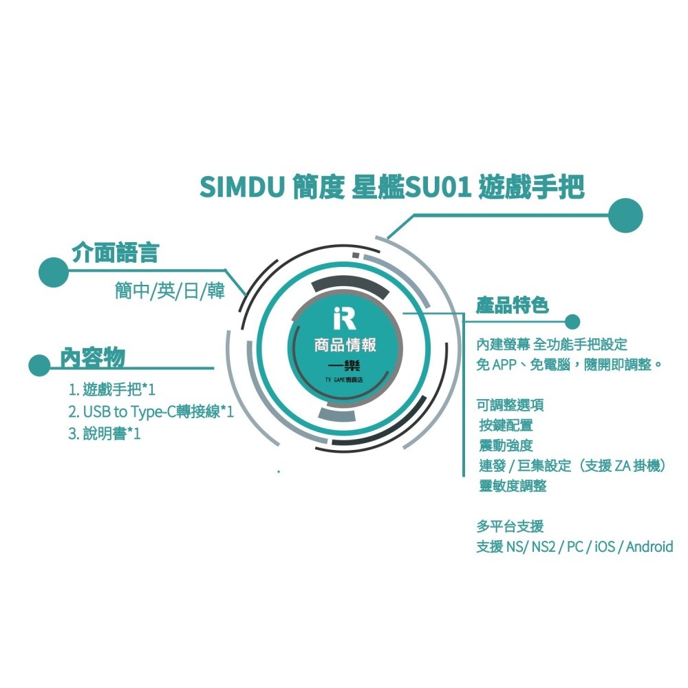 【全新現貨】SIMDU 簡度 NS/NS2 星艦SU01 無線控制器 巨集連發手把 有螢幕介面 switch【一樂電玩】-細節圖2