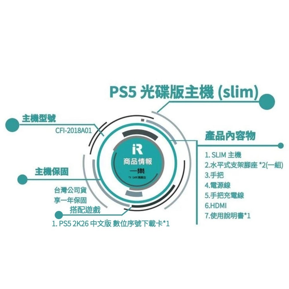 【主機現貨 贈遊戲】全新現貨 PS5 slim 光碟版主機 +NBA 2K26 中文版 數位序號 組合特惠【一樂電玩】-細節圖2