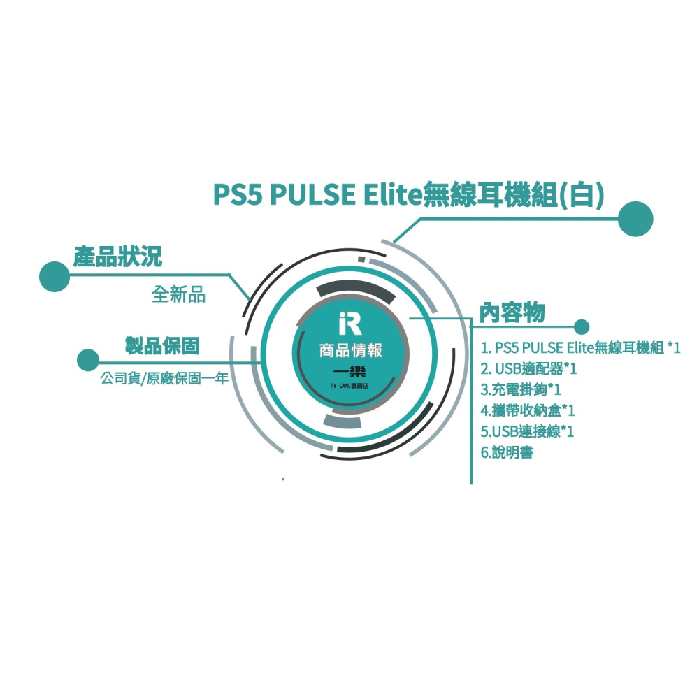 【全新現貨】公司貨 SONY PS5 PULSE Elite 無線耳機組 冰河白 白色耳麥 麥克風 適配器【一樂電玩】-細節圖2