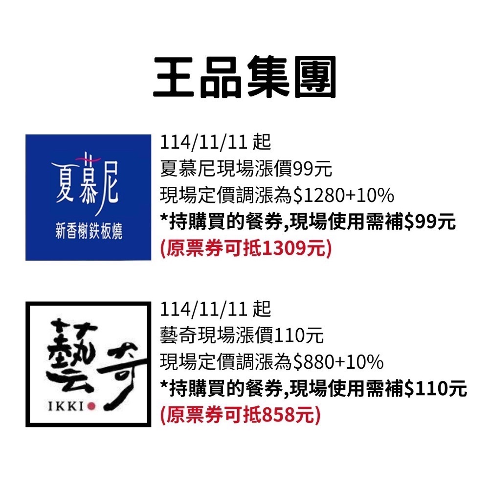 阿爸的店-王品集團夏慕尼新餐卷（全新票卷無需補差額）-細節圖2