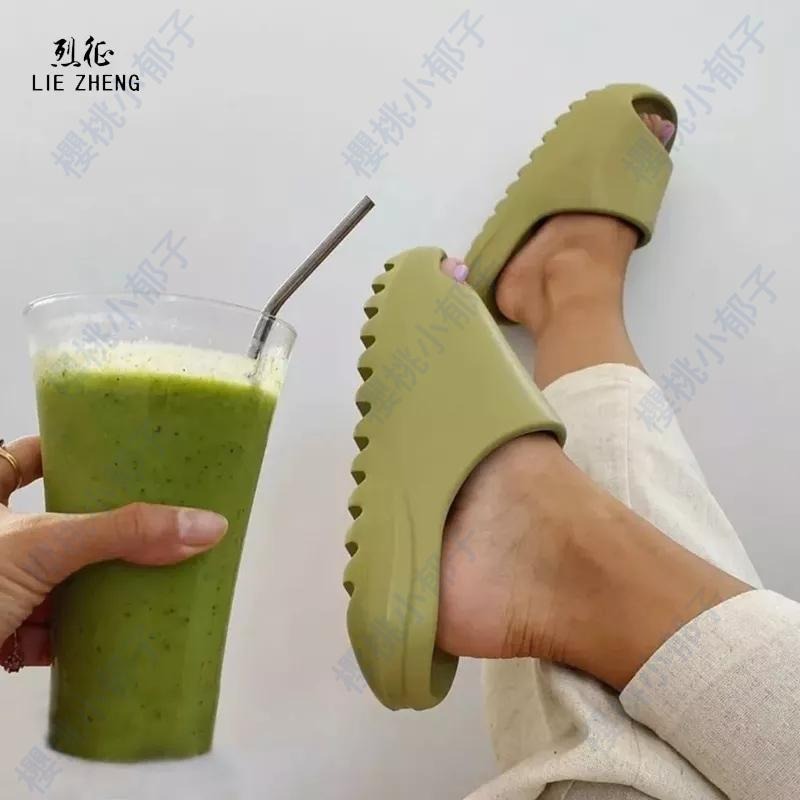 【爆款上线】yeezy椰子拖鞋男夏季外穿潮牌運動eva防滑浴室洗澡厚底情侶拖-細節圖4