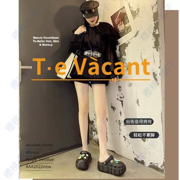 【6CM超厚底】巴斯光年洞洞鞋夏季新款厚底洞洞鞋 女夏季外穿韓版時尚ins潮室外網紅沙灘diy包頭涼拖鞋女 厚底包头拖鞋-細節圖3