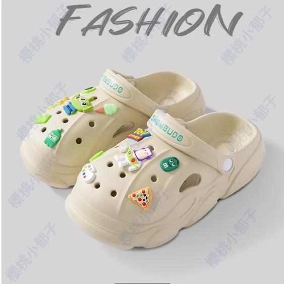 【現貨速發】2023新款 洞洞鞋女夏外穿踩屎感可愛卡通情侶 增高厚底兩穿涼拖鞋男-細節圖2