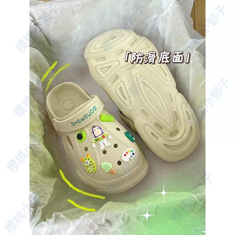【現貨速發】2023新款 洞洞鞋女夏外穿踩屎感可愛卡通情侶 增高厚底兩穿涼拖鞋男-細節圖3