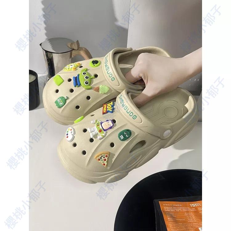 【現貨速發】2023新款 洞洞鞋女夏外穿踩屎感可愛卡通情侶 增高厚底兩穿涼拖鞋男-細節圖5