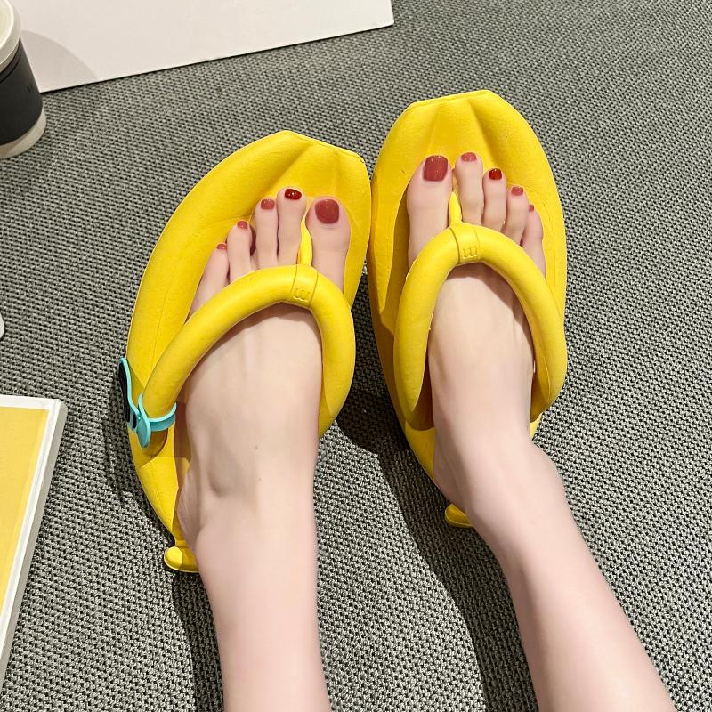 【香蕉拖鞋】香蕉人字拖 香蕉拖鞋 人字拖 造型拖鞋 女夏季沙灘外穿拖鞋踩屎感居家室內eva洗澡浴室防滑涼-細節圖6