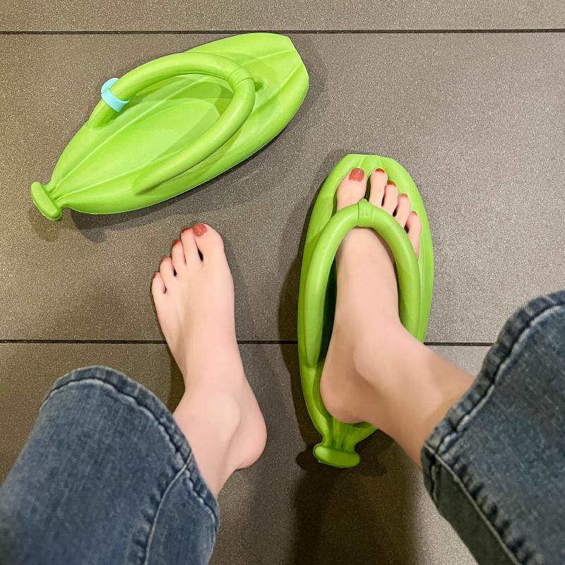 【香蕉拖鞋】香蕉人字拖 香蕉拖鞋 人字拖 造型拖鞋 女夏季沙灘外穿拖鞋踩屎感居家室內eva洗澡浴室防滑涼-細節圖7