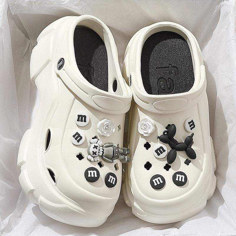 【現貨速發】厚底洞洞鞋 增高洞洞鞋 女夏季外穿透氣女士沙灘防滑eva踩屎感女款涼拖鞋  EVA抗菌材質-細節圖3