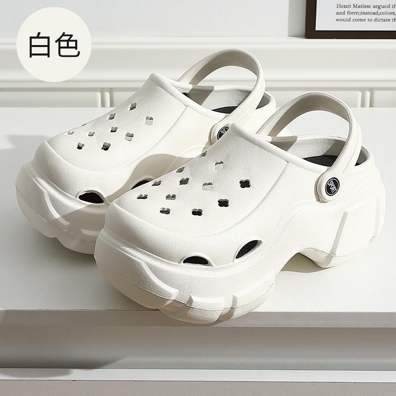 【現貨速發】厚底洞洞鞋 增高洞洞鞋 女夏季外穿透氣女士沙灘防滑eva踩屎感女款涼拖鞋  EVA抗菌材質-細節圖5