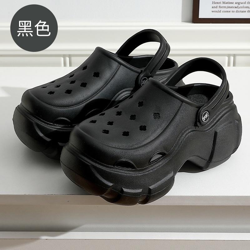 【現貨速發】厚底洞洞鞋 增高洞洞鞋 女夏季外穿透氣女士沙灘防滑eva踩屎感女款涼拖鞋  EVA抗菌材質-細節圖6