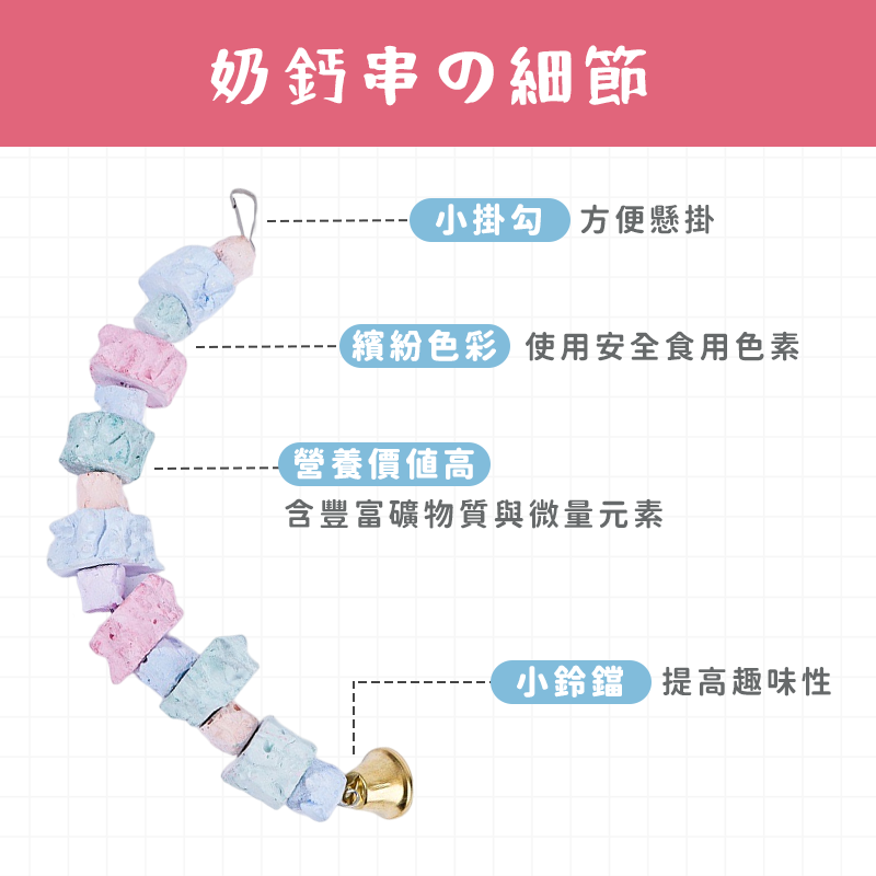 鸚鵡玩具【台灣24H出貨】 鸚鵡啃咬玩具 補鈣玩具 奶鈣串 花椒木串 倉鼠 兔子 龍貓 玩具 鈣粉 和尚 玄鳳 鳥用品-細節圖3