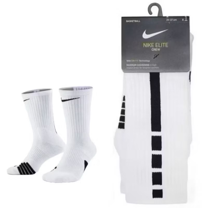 ￼NIKE ELITE Crew Socks 白襪 緩震 中筒襪 運動襪 菁英襪 籃球襪 兩雙組 SX7622-規格圖1