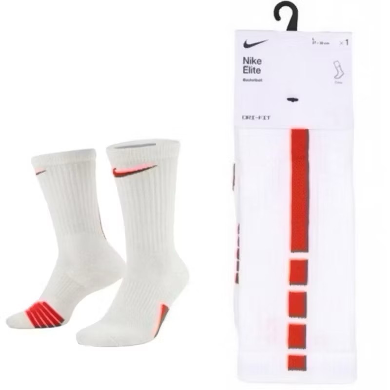 ￼NIKE ELITE Crew Socks 白襪 緩震 中筒襪 運動襪 菁英襪 籃球襪 兩雙組 SX7622-規格圖1